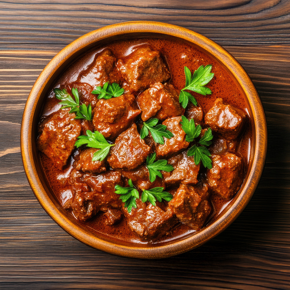 Hearty Hungarian Gulyás (Goulash) bowl at Monika’s European Kitchen, Largo Florida